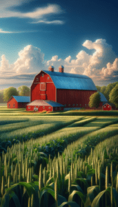 A Farm With A Red Barn.