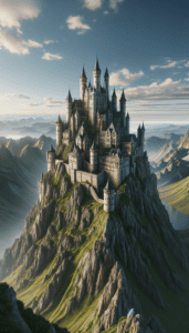 A Grand Medieval Castle On A Majestic Mountain.