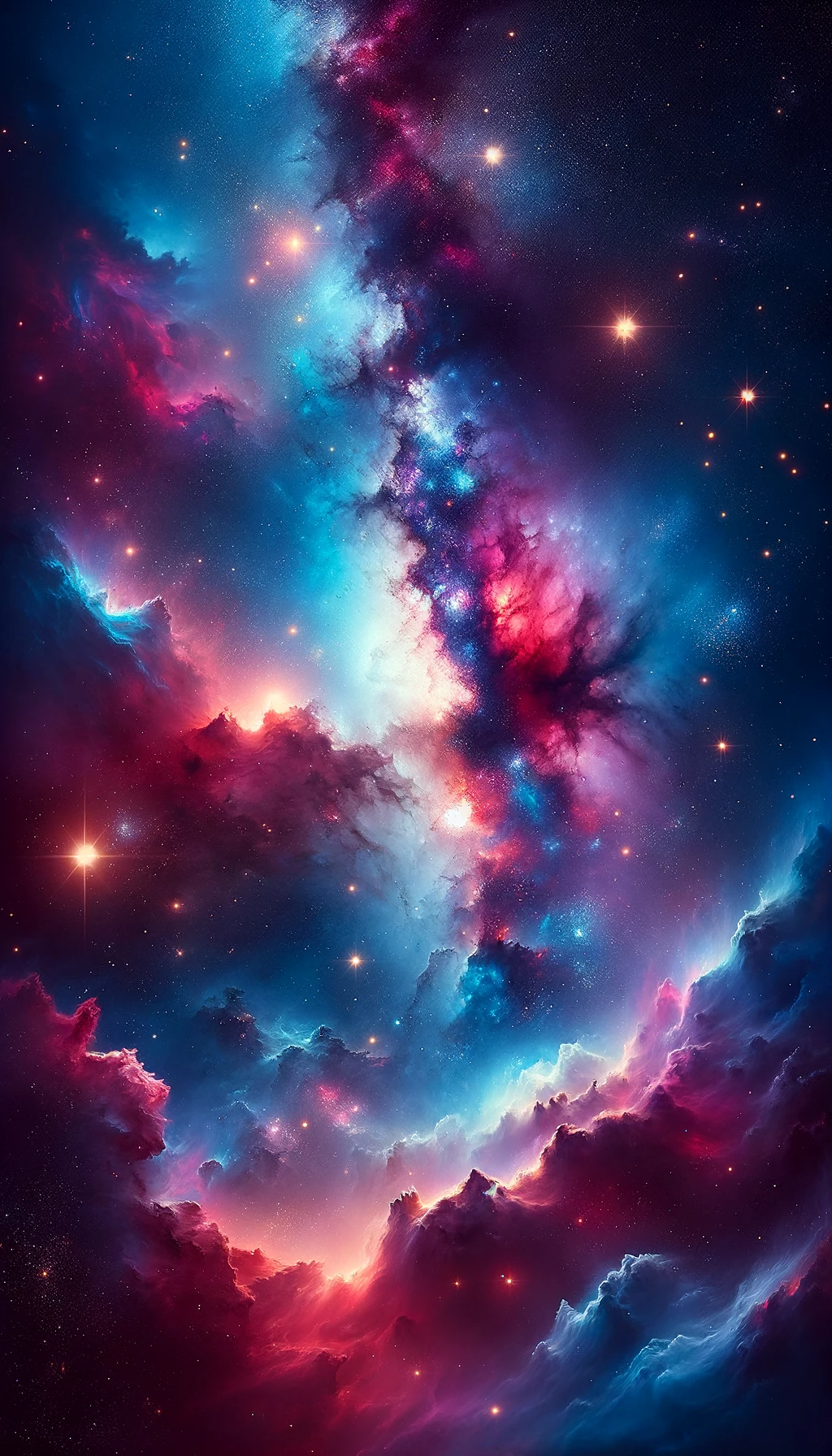 A Space Scene with Vivid Colors, Blues, Purples, and Pinks