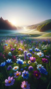 A Field of Wildflowers in Early Morning Light.