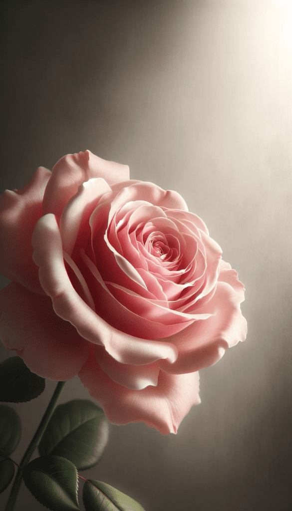 A Single Pink Rose in Natural Light.