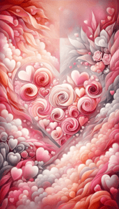 Abstract Pink Hearts and Roses