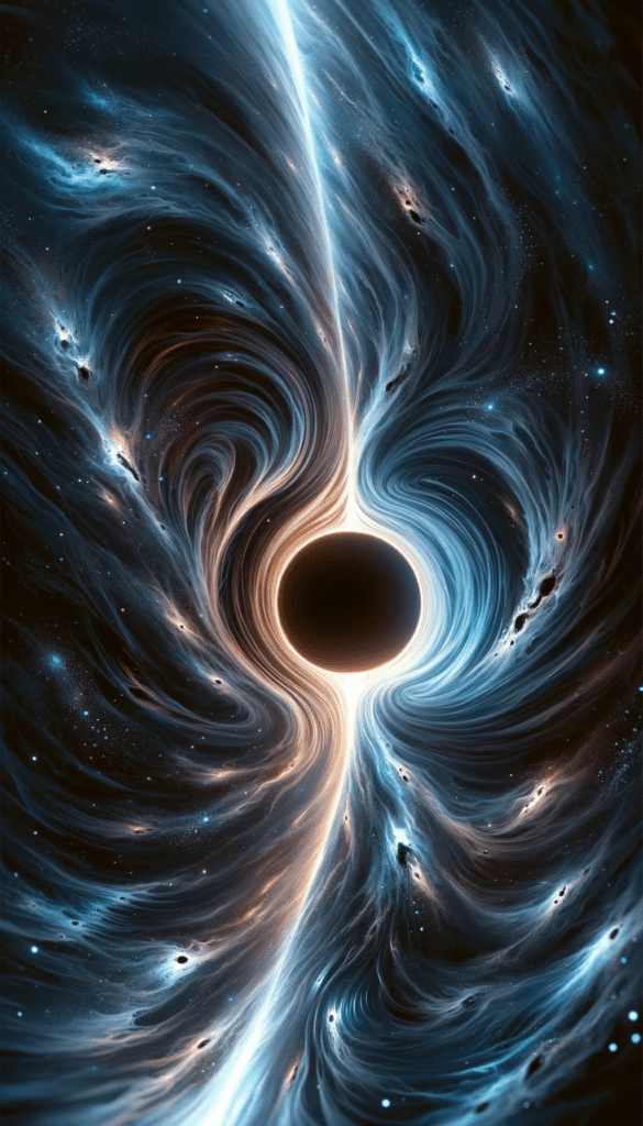 Artistic Interpretation of a Black Hole in Space.