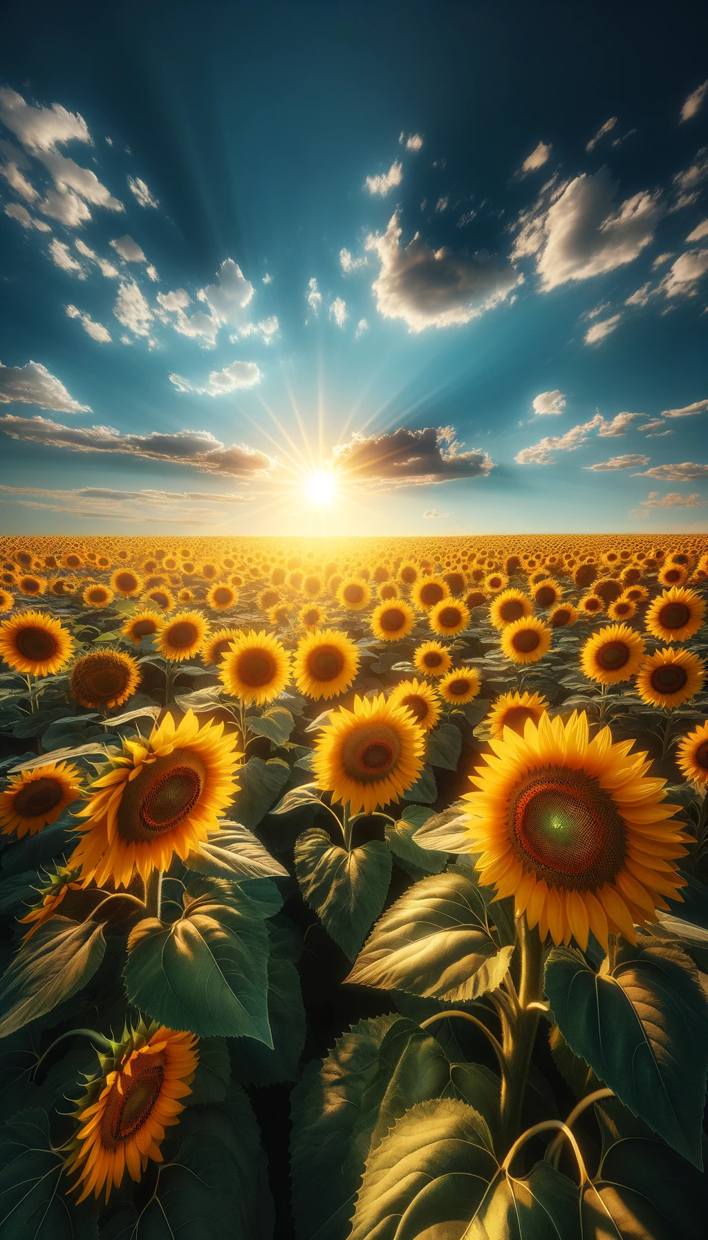 Field of Sunflowers Under a Sunny Sky