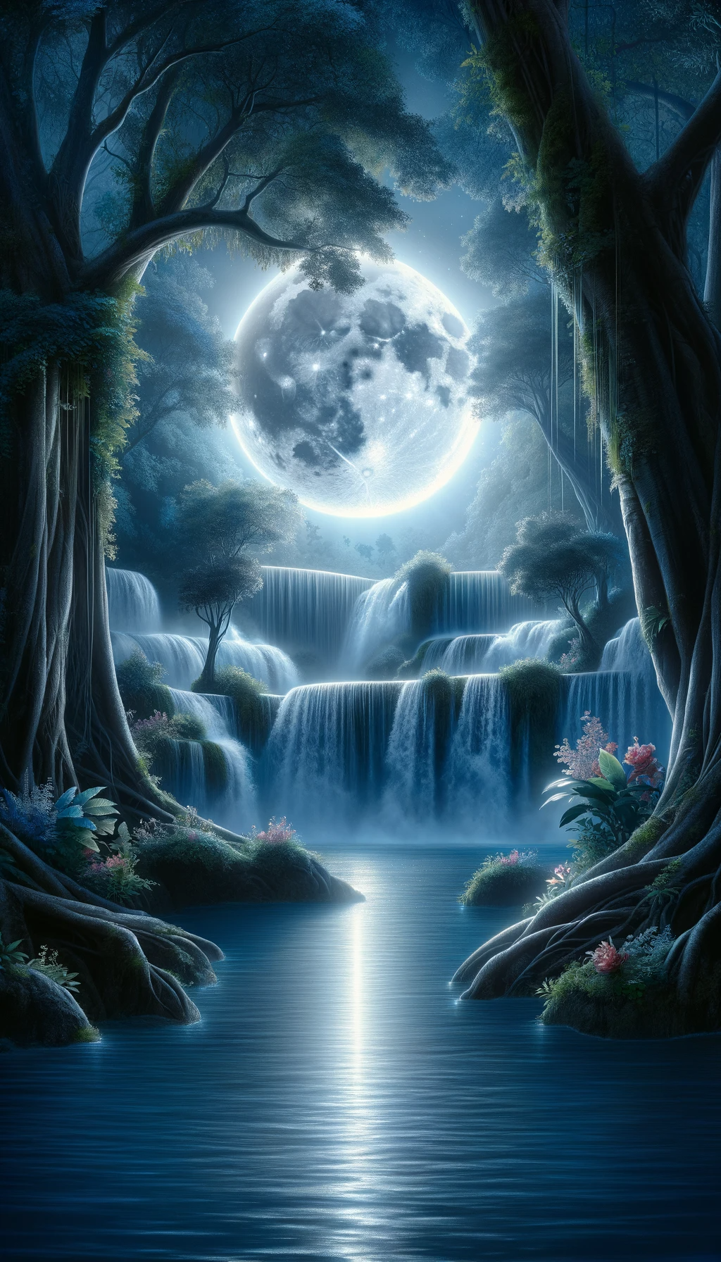 Moonlit Cascade