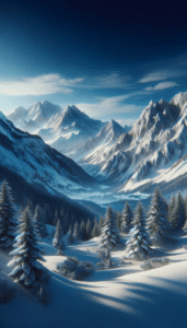 Mountain Scene in Winter