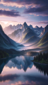 Peaceful Mountain Landscape at Dawn,