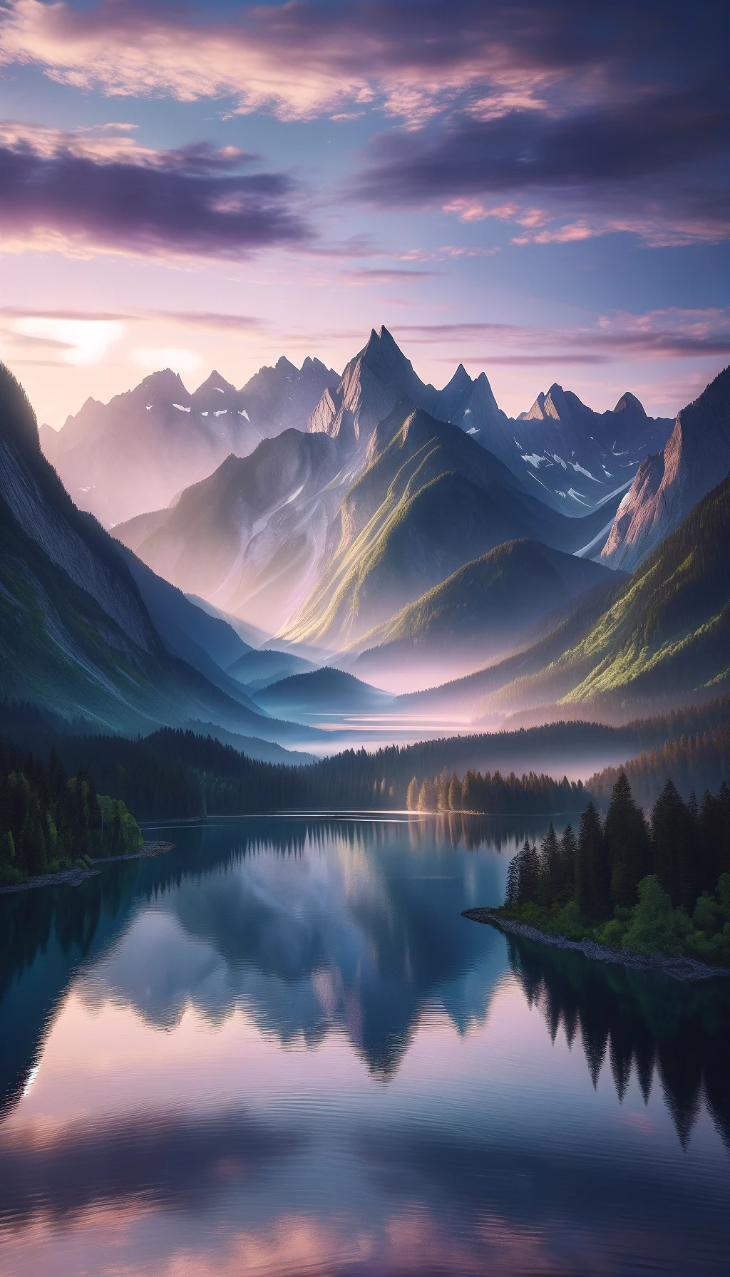 Peaceful Mountain Landscape at Dawn