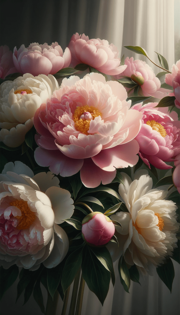 Peonies in Natural Window Light.