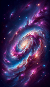 A Galaxy with Swirling Colors and Bright Stars