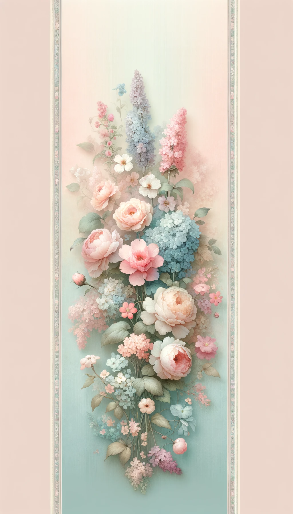 Whimsical Arrangement of Pastel Vintage Flowers