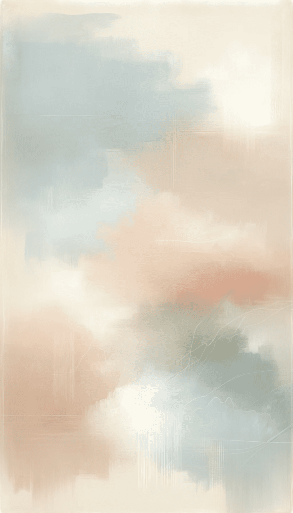 Abstract art iPhone wallpaper with pastel brush strokes in blush, cream, and muted teal.