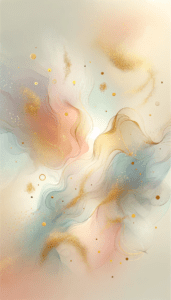 Abstract iPhone wallpaper featuring pastel waves with gold speckles, creating a serene and elegant phone background.