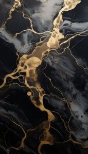 iPhone wallpaper featuring black marble with intricate gold veins creating a luxurious pattern.