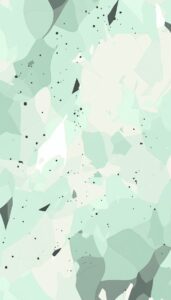 Abstract mint green geometric shapes with dark speckles on a free iPhone wallpaper for a modern phone background.