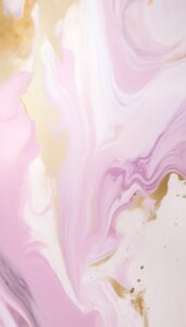 Abstract iPhone wallpaper with swirling pink and gold marble patterns.