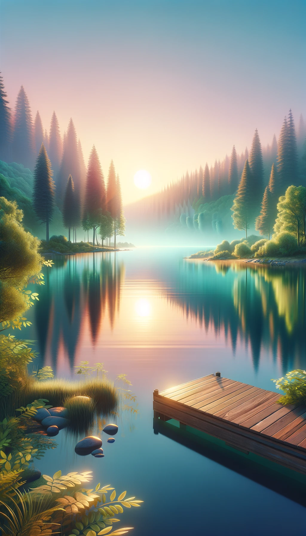 Serene Sunrise Lake iPhone Wallpaper