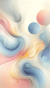 Abstract iPhone wallpaper with soft pastel swirls in pink, blue, and yellow tones, creating a smooth and flowing design.