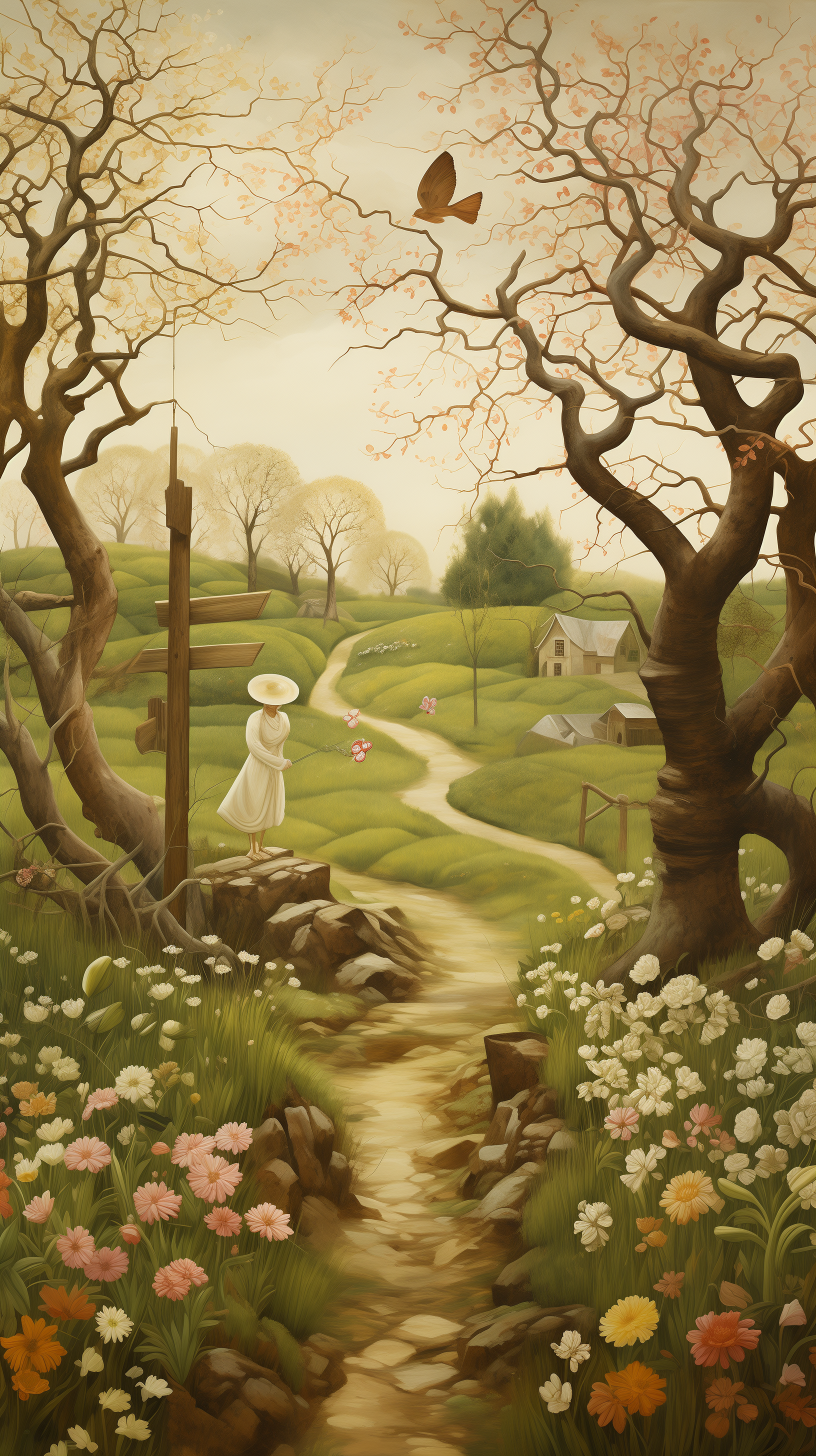 Spring Garden Path iPhone Wallpaper