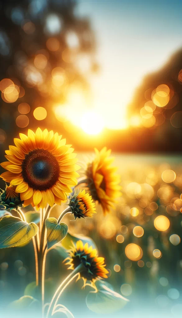 A bright and cheerful sunflower against a blurred background with a warm, sunlit glow, ideal for use as an iPhone wallpaper or phone background.