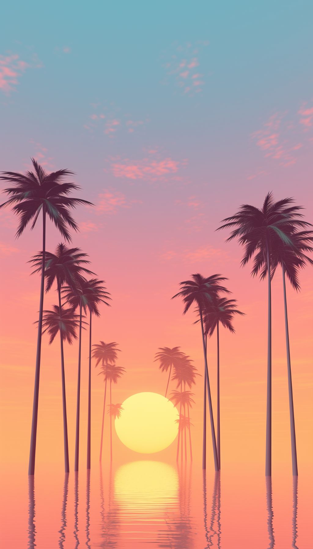 Sunset Palms Reflection iPhone Wallpaper