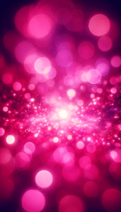 Dynamic hot pink bokeh effect on a dark background, ideal for iPhone lock screen wallpaper.