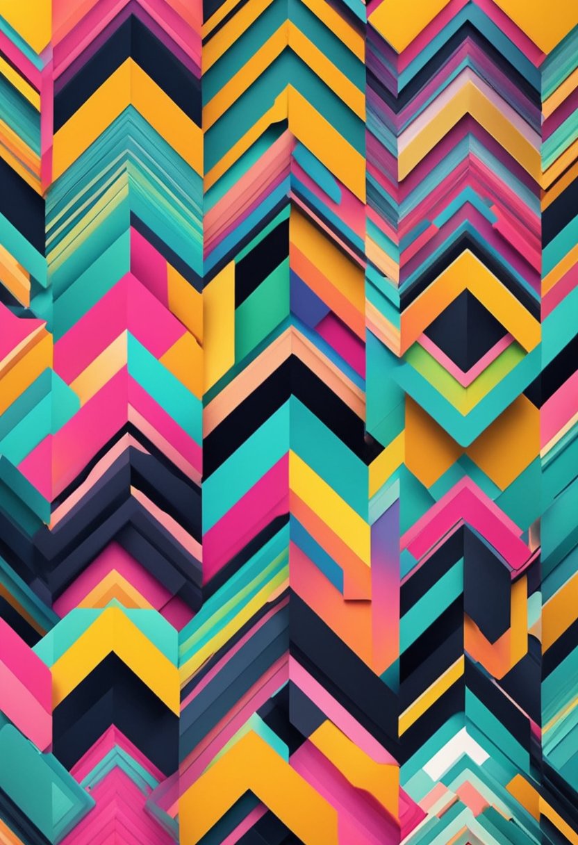 Vibrant phone wallpapers with bold patterns and textures displayed on various devices, creating a visually striking and impactful scene