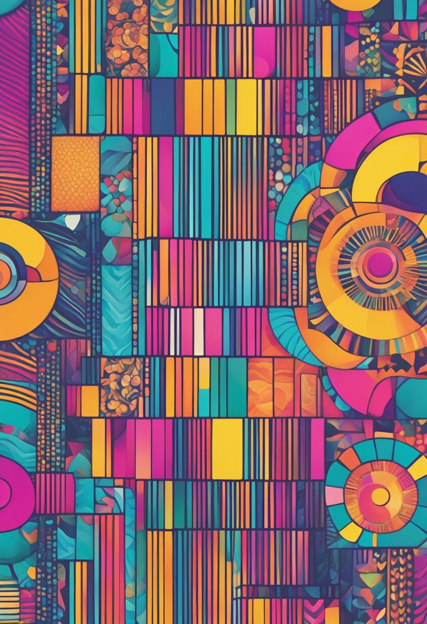 A phone with a vibrant, colorful wallpaper displaying various patterns and designs, reflecting different moods and personalities