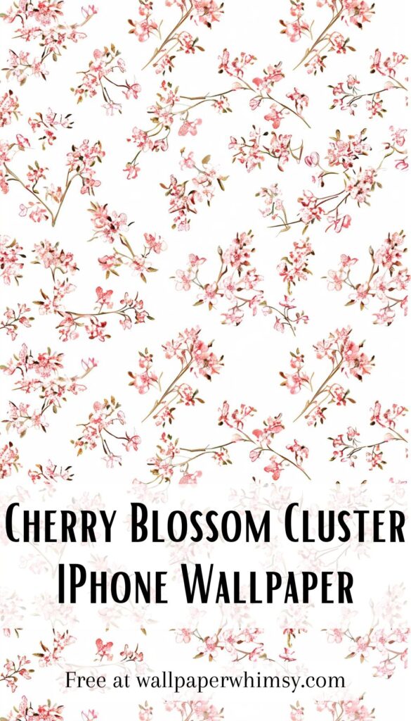 Cherry Blossom Cluster IPhone Wallpaper graphic.