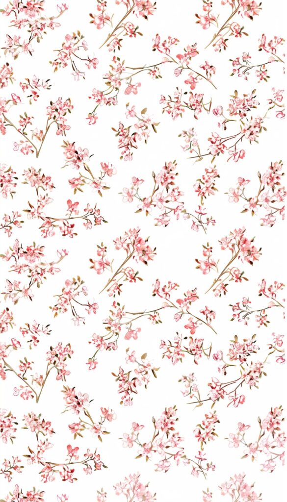 A dense pattern of pink cherry blossoms on branches, suitable for use as iPhone wallpaper or phone background.