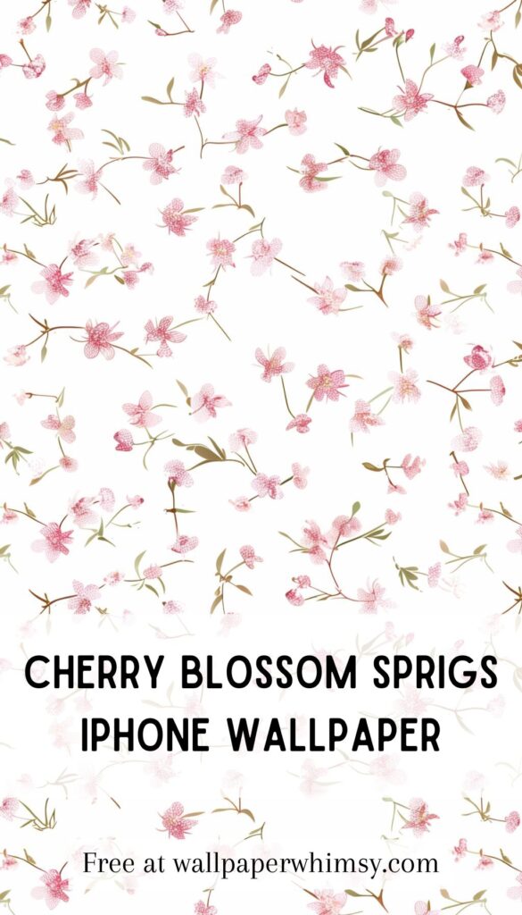 Cherry Blossom Sprigs IPhone Wallpaper Graphic.