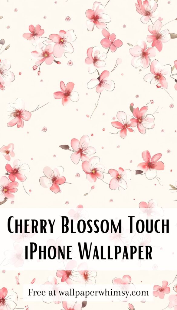 Cherry Blossom Touch IPhone Wallpaper Graphic.