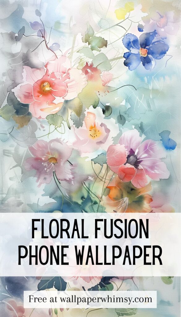 Floral Fusion Phone Wallpaper graphic.