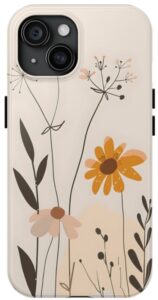 Minimalist Flora Hippie Aesthetic iPhone Tough Phone Case.