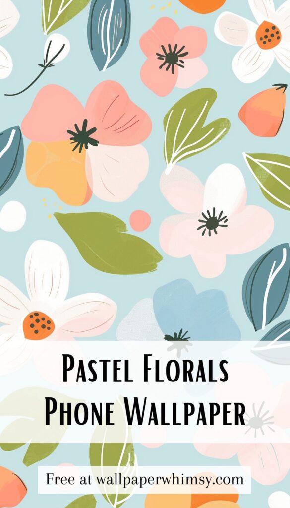 Pastel Florals IPhone Wallpaper graphic.