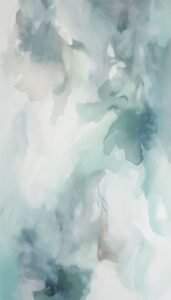 Abstract art iPhone wallpaper featuring soft swirls of pastel blue and gray with touches of peach.