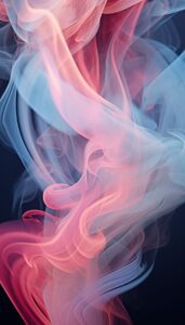 Pink and blue abstract smoke design set against a dark backdrop, optimized for use as iPhone wallpaper.