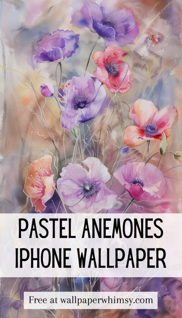 Pastel Watercolor Anemones IPhone Wallpaper