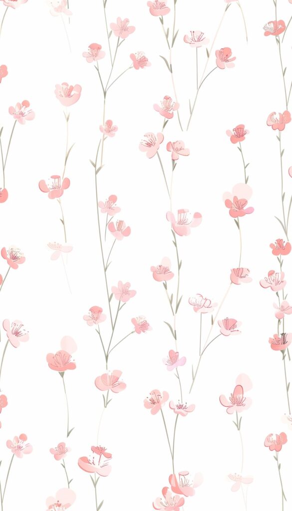 A pattern of peach blossoms on a pale background designed for iPhone wallpaper.