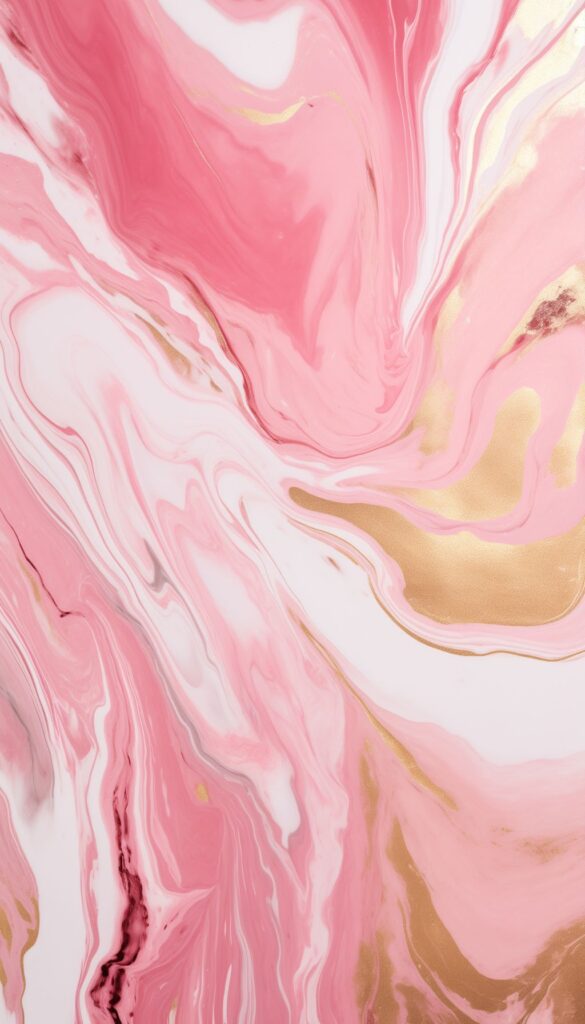 An abstract swirl of pink and gold marbling, creating a visually stunning iPhone wallpaper or phone background.