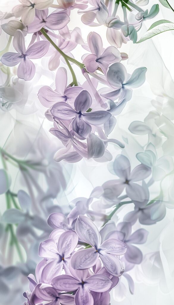 A cluster of purple lilac flowers against a soft, translucent background, ideal for an iPhone wallpaper or lock screen.