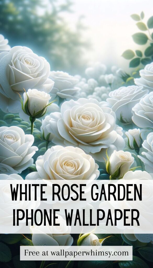 Serene White Rose Garden IPhone Wallpaper