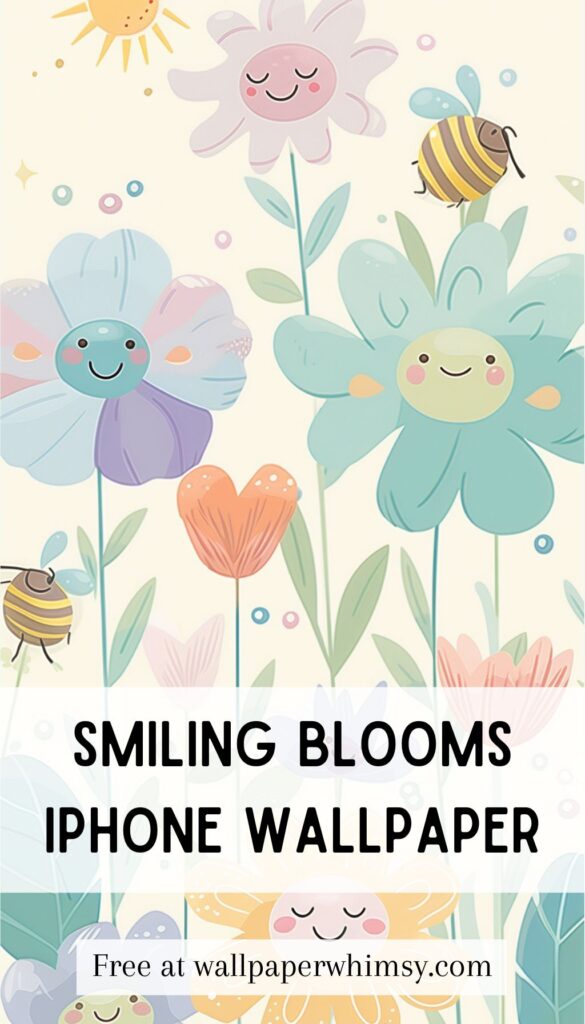 Smiling Blooms iPhone Wallpaper Graphic.