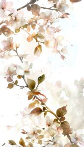 A watercolor painting of delicate spring blossoms in soft pastel shades, offering a tranquil phone background or iPhone wallpaper.