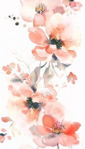 Abstract watercolor flowers in soft reds and pinks splashed across a phone background, designed for an artistic iPhone wallpaper or lock screen.