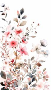 A watercolor painting of delicate spring flowers in soft pink and neutral tones, suitable for iPhone wallpaper.