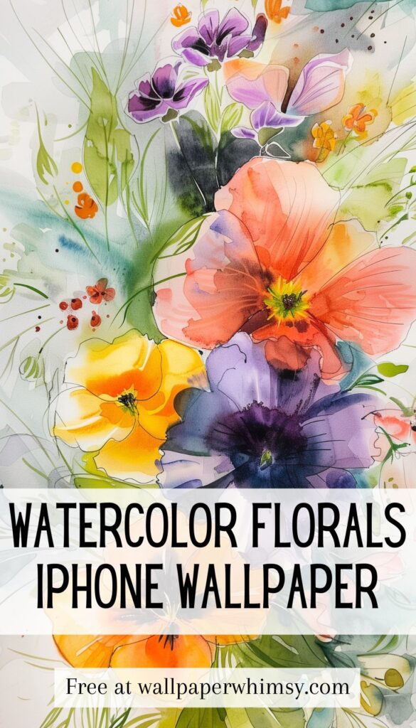 Watercolor Florals IPhone Wallpaper graphic.