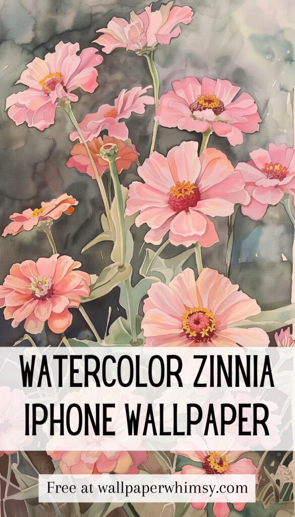 Watercolor Zinnia Garden IPhone Wallpaper