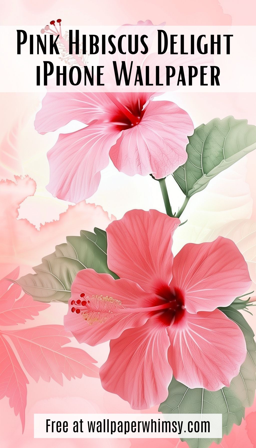 Pink Hibiscus Delight IPhone Wallpaper graphic.