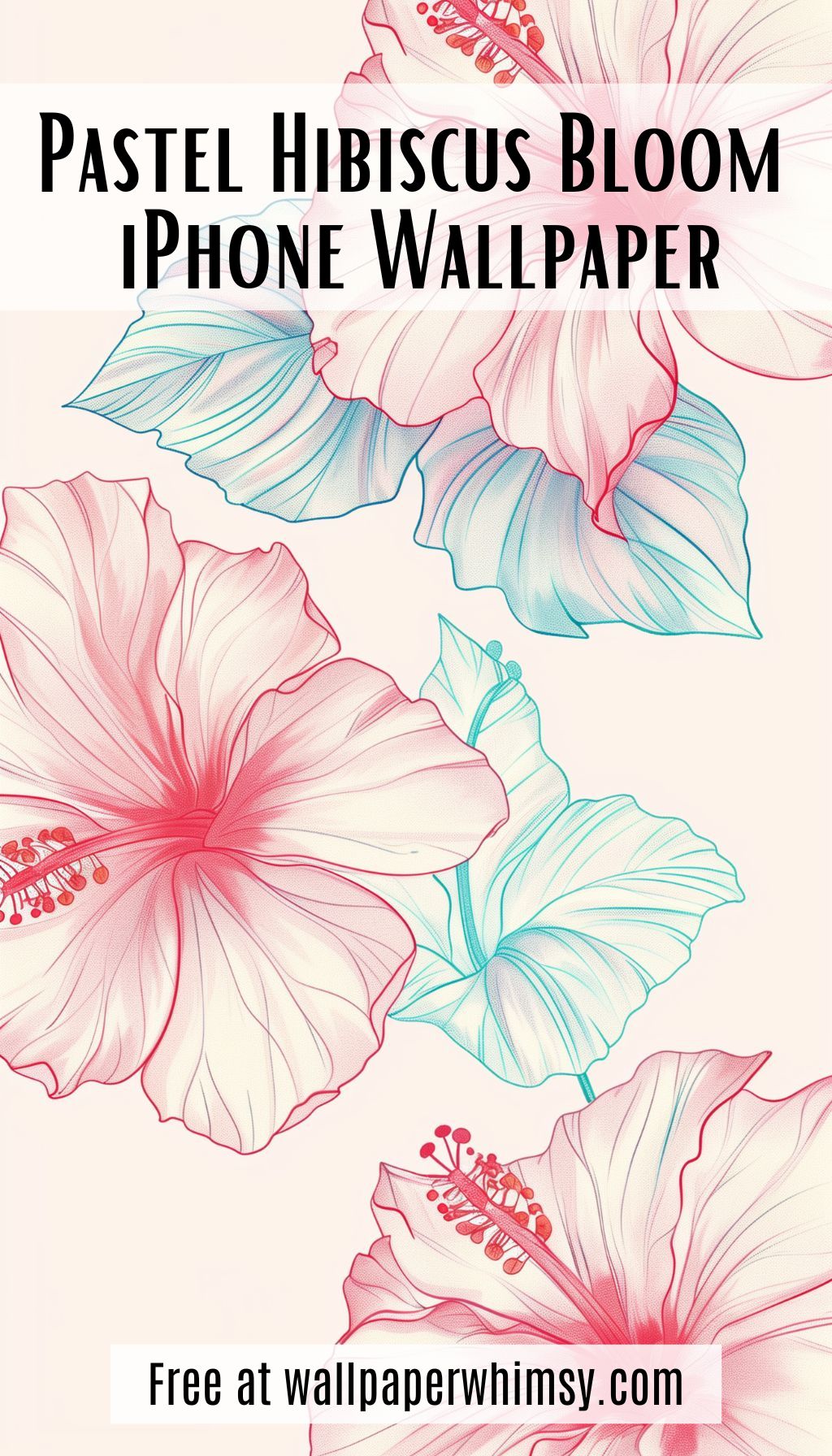 Pastel Hibiscus Bloom IPhone Wallpaper Graphic.